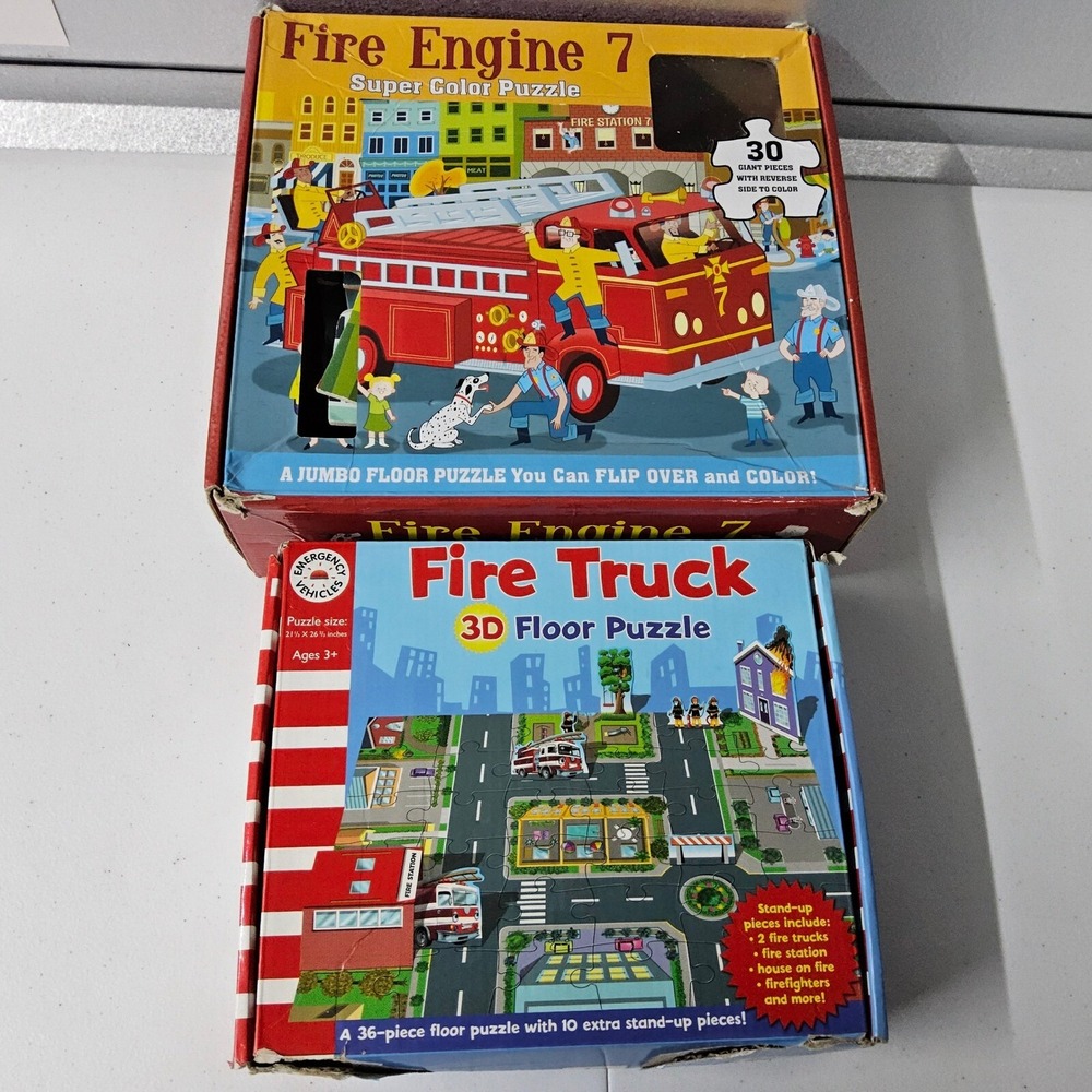 JG Kids Fire Engine Puzzle Super Color & 3D Floor Puzzle 30 &‎ 36 Pieces
